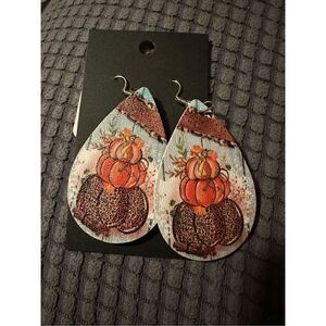 Thanksgiving Fall Pumpkin Teardrop Earrings